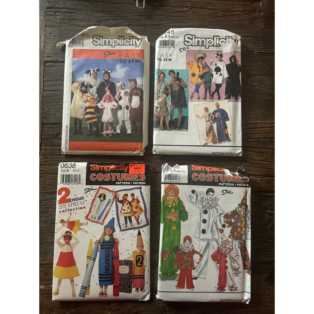 Vintage Simplicity Uncut Halloween Costume Sewing Patterns Kids Adults Lot of 4 - Picture 2 of 3